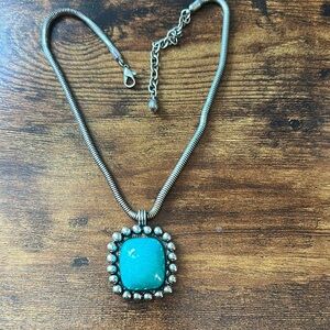 Turquoise and Silver Pendant Necklace